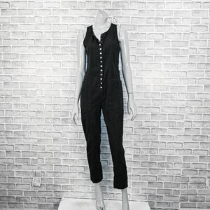 APIECE APART Women's Black Flame Tank Jumpsuit button front size 6